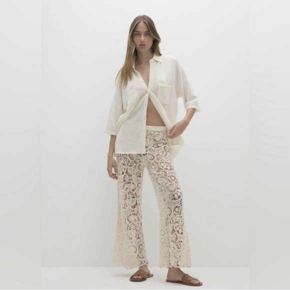 NEW NakedCashmere Ecru Rue Button-Up Cashmere Top Cream White Shirt - Picture 5 of 14